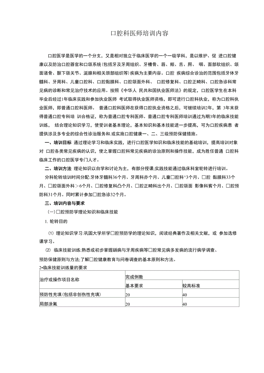 口腔科医师培训内容_第1页