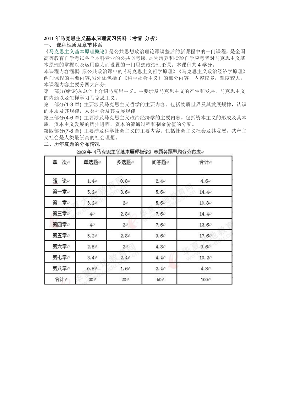 2011年下半年10月份自考总复习马克思主义基本原理复习资料.doc_第1页