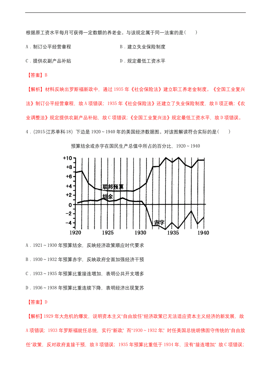 高中历史考点41 罗斯福新政解析版_第2页