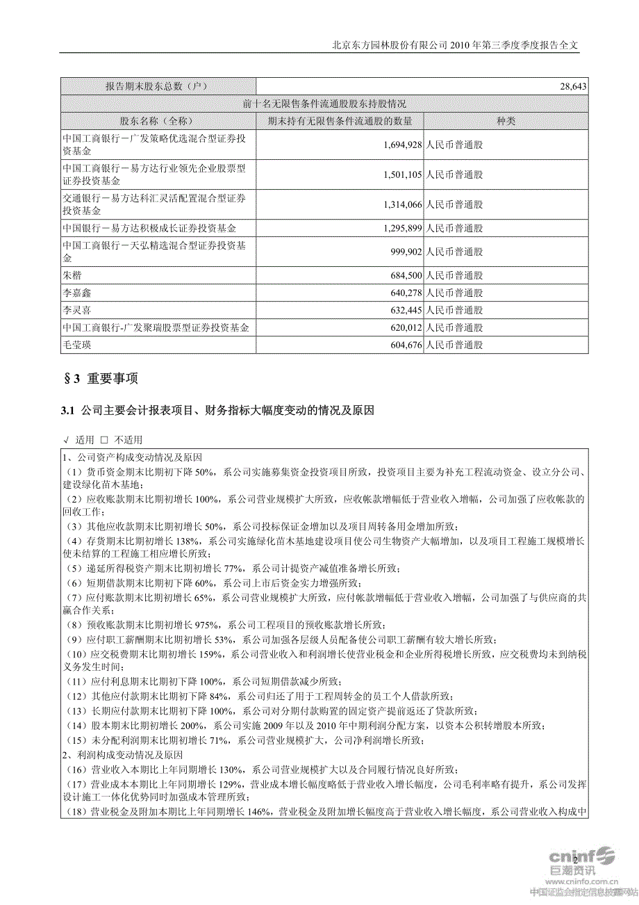 东方园林：XXXX年第三季度报告全文_第2页