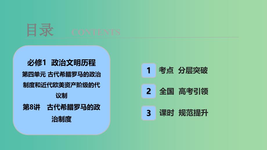 2019届高考历史一轮复习第4单元古代希腊罗马的政治制度和近代欧美资产阶级的代议制第8讲古代希腊罗马的政治制度课件北师大版必修1 .ppt_第4页