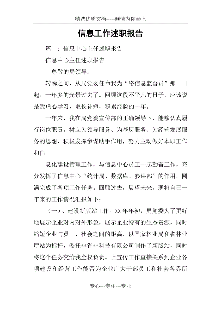 信息工作述职报告_第1页