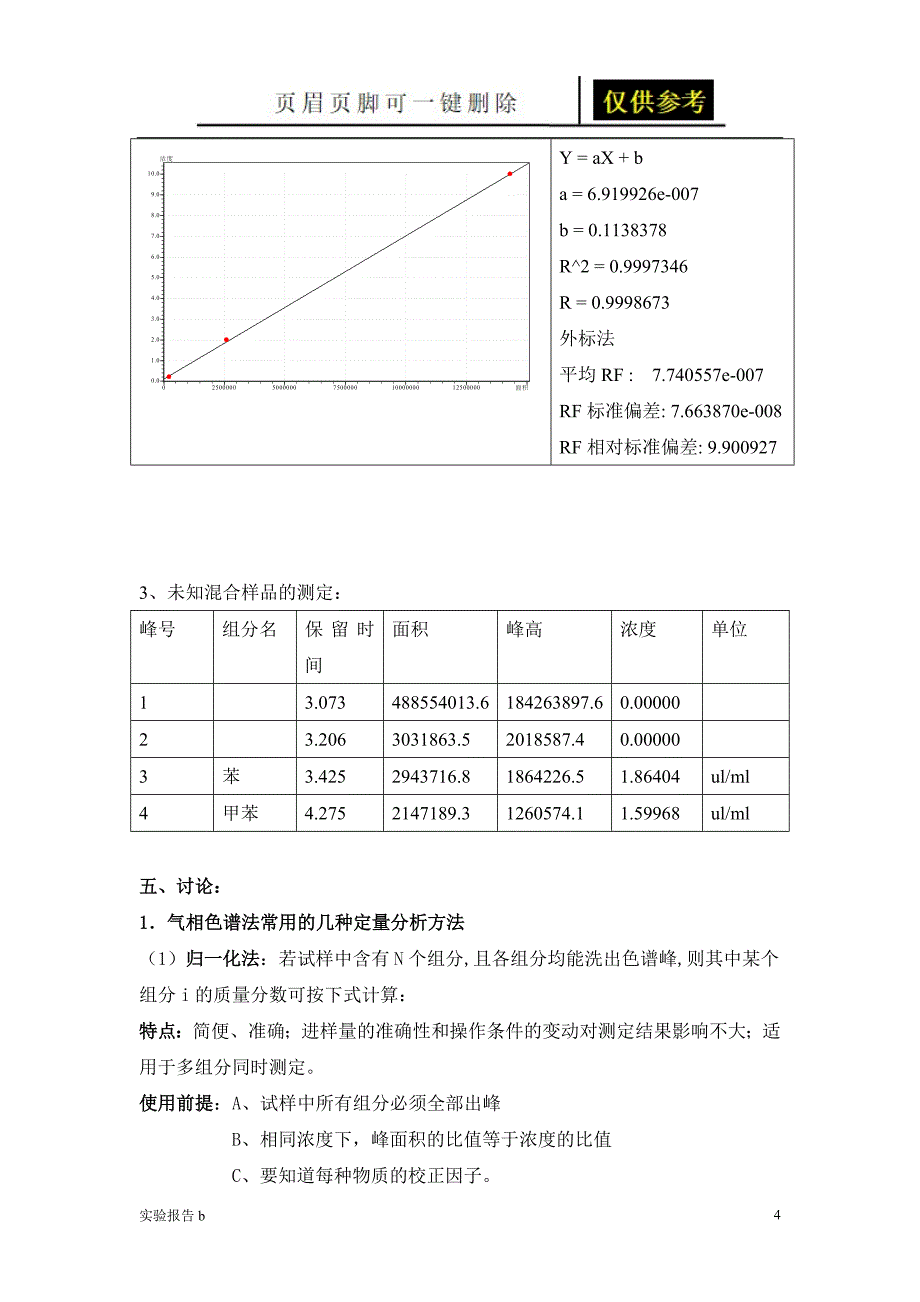 分析实验报告 气相色谱法分析苯和甲苯[实验相关]_第4页