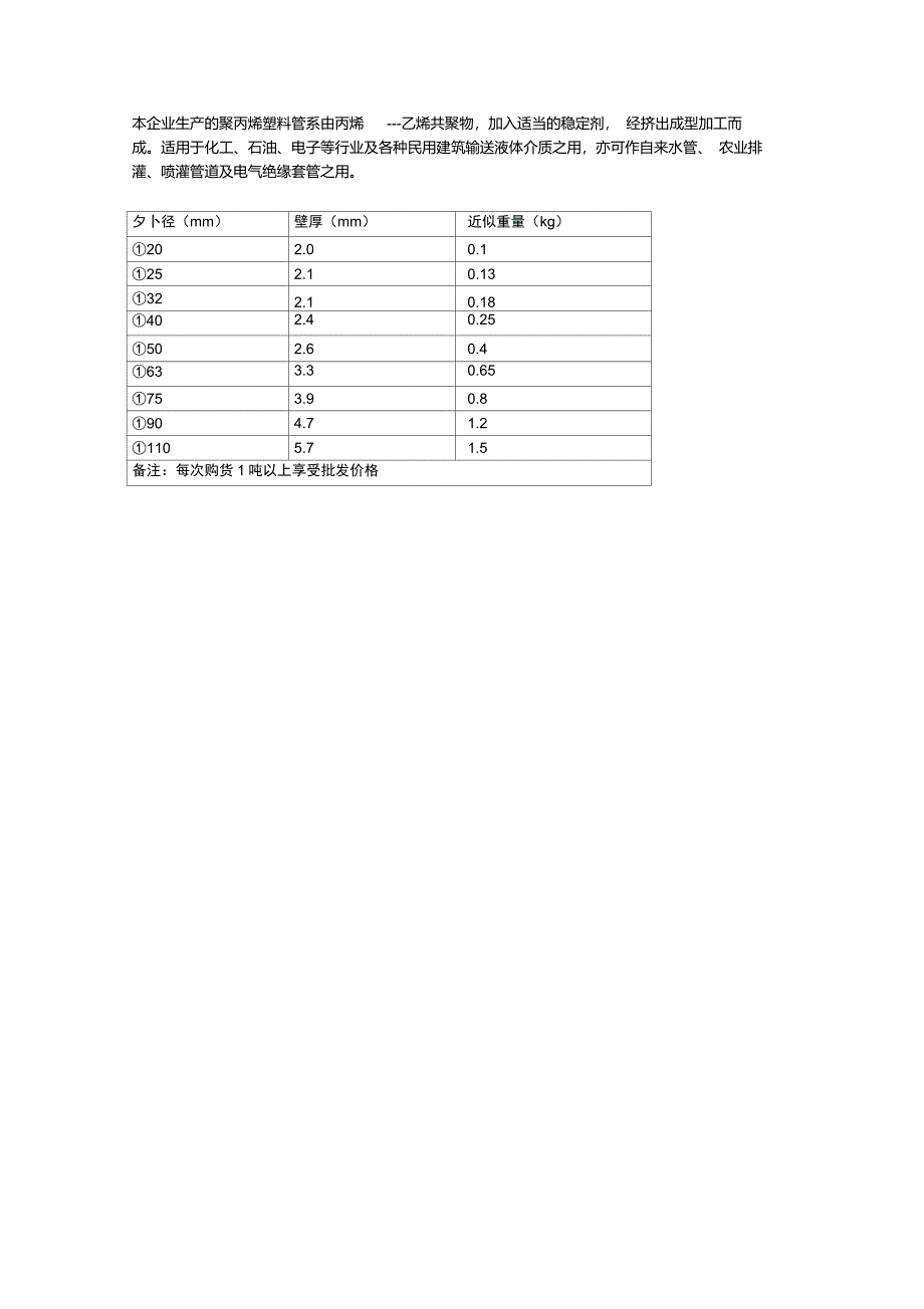 本企业生产的聚丙烯塑料管系由丙烯---乙烯共聚物,加入适当的._第1页