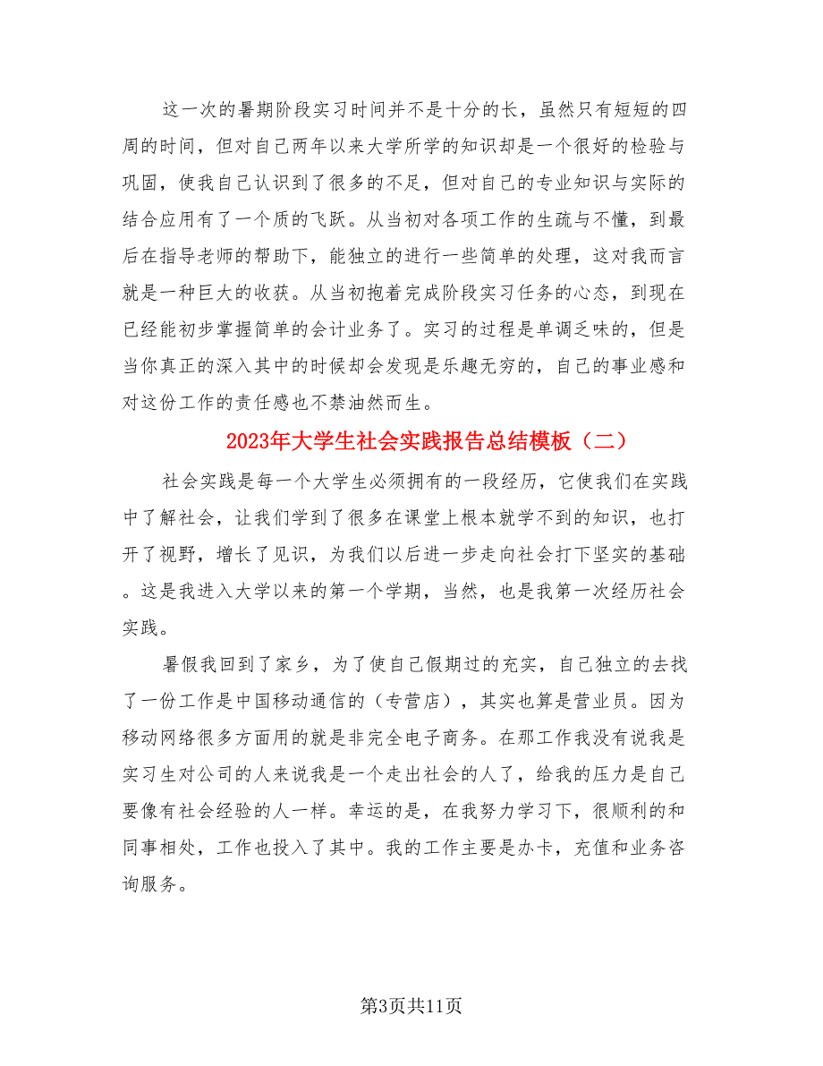 2023年大学生社会实践报告总结模板（4篇）.doc_第3页