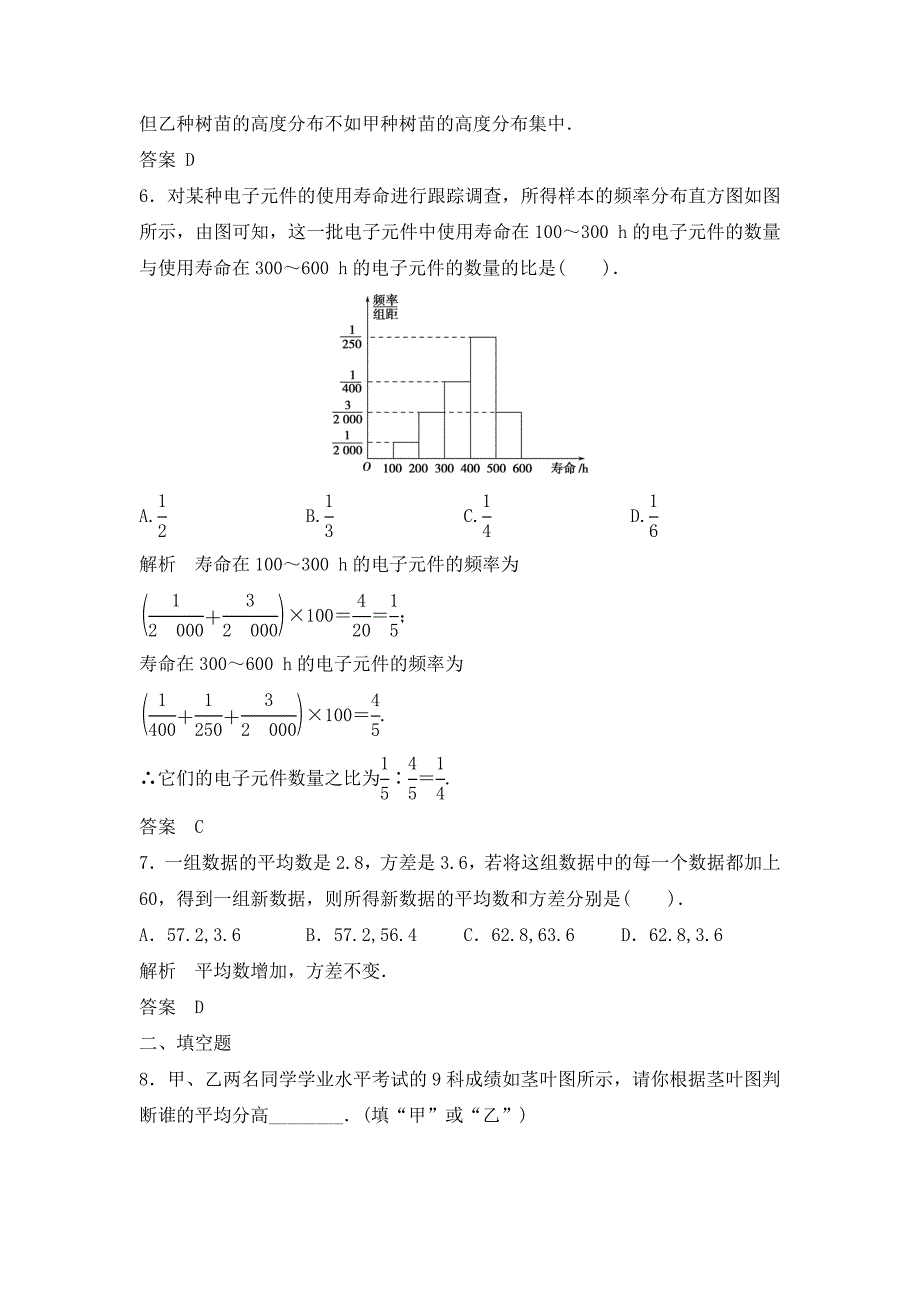 2014届高考数学大一轮复习(Word版题库含解析)11.2用样本估计总体_第3页