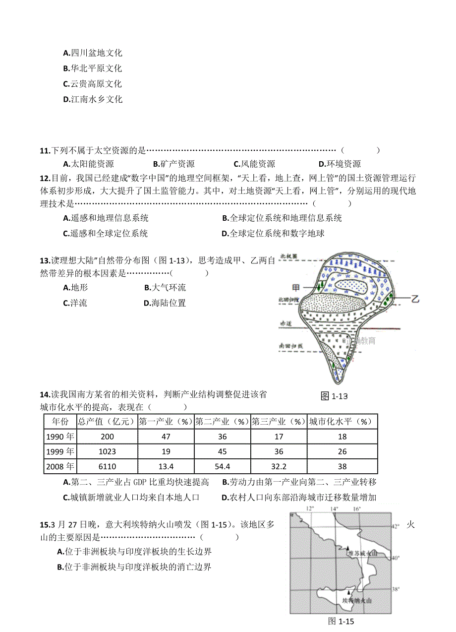 【精品】上海市金山区高三下学期质量监控二模地理试卷含答案_第3页