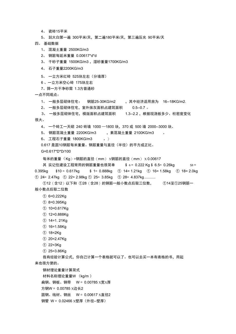 建筑材料每平方米用量及费用_第5页