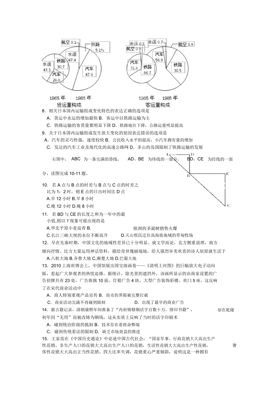 广西柳州铁路第一中学12-13学年高二5月月考-文综要点.doc_第3页