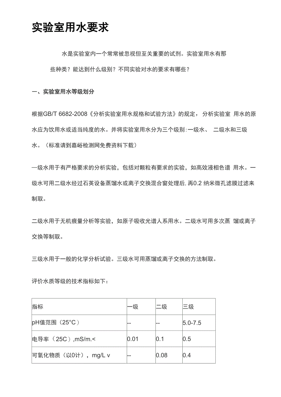 实验室用水要求_第1页