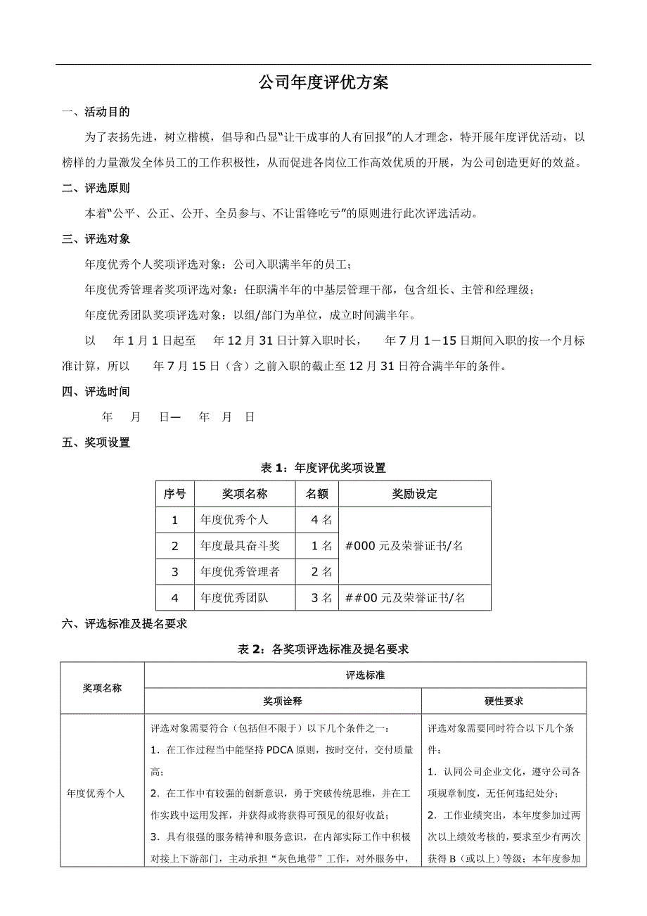 (完整word版)公司年度评优方案(全面).doc_第1页