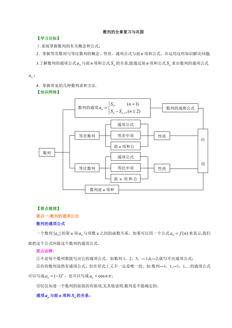 知识讲解数列的全章复习与巩固基础_第1页