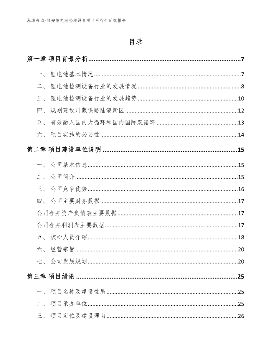 雅安锂电池检测设备项目可行性研究报告_范文参考_第1页