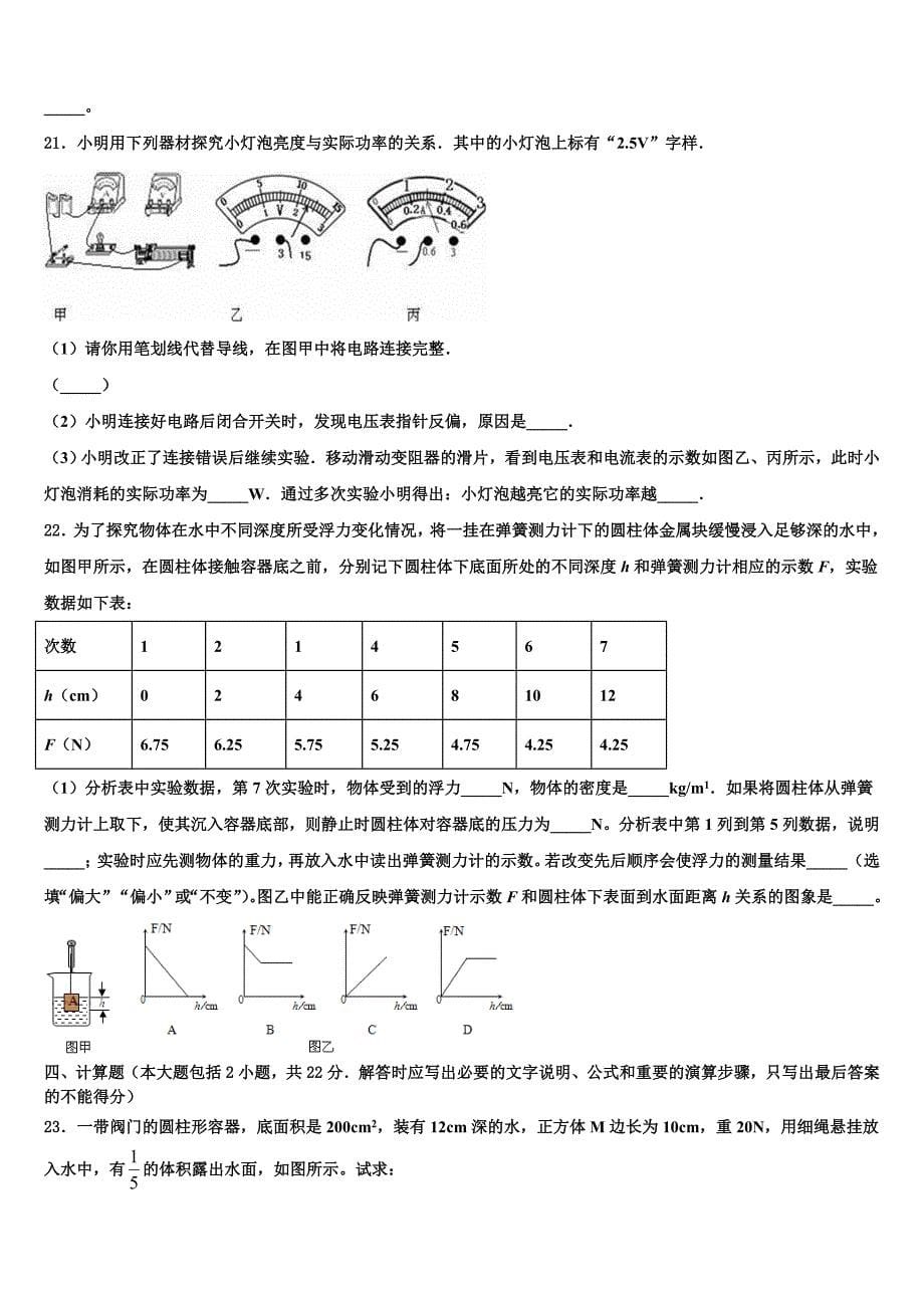 2023学年广东省广州市越秀区育才实验校中考物理模拟精编试卷（含答案解析）.doc_第5页