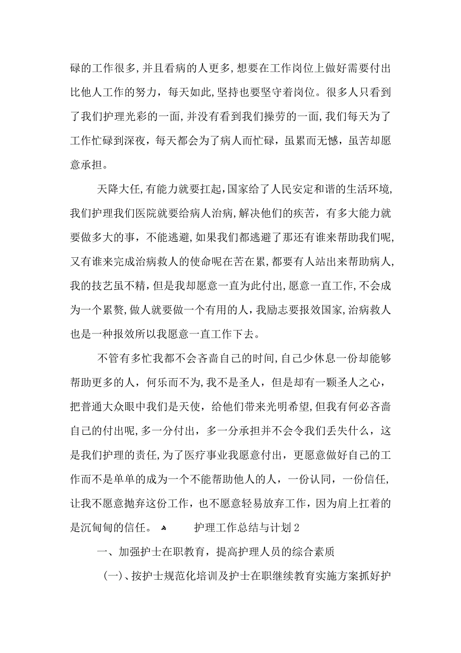 护理工作总结与计划_第2页