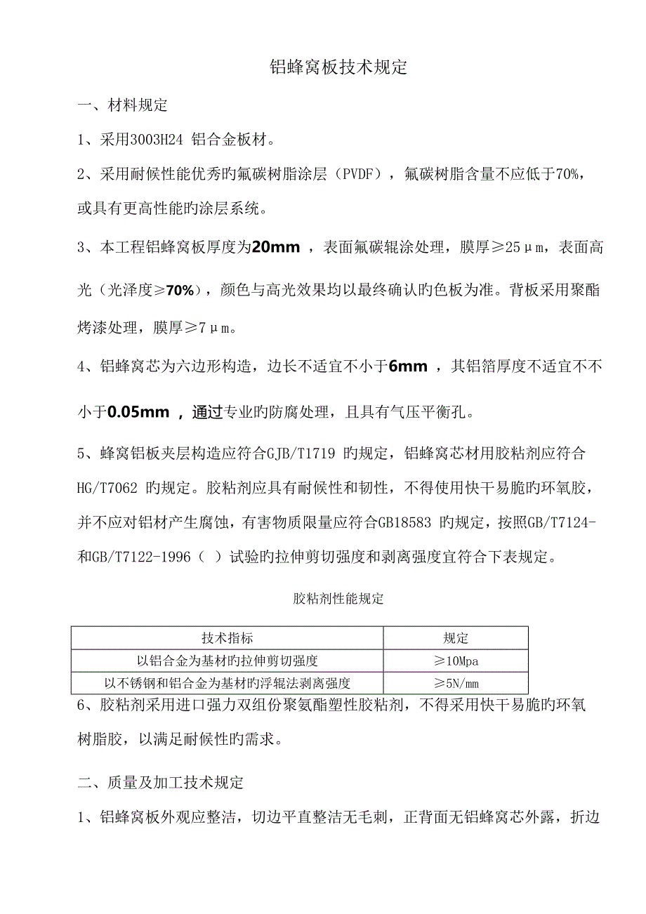 铝蜂窝板技术要求_第1页