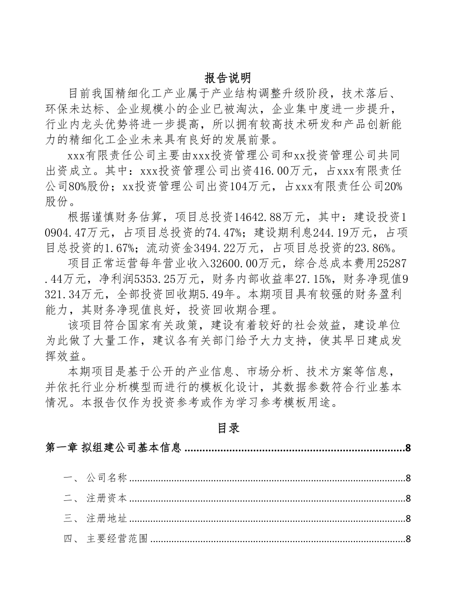 南昌关于成立精细化工产品公司报告(DOC 80页)_第2页