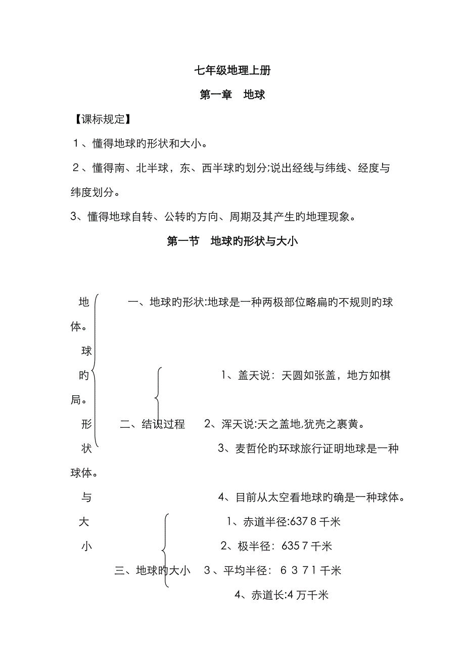 七年级上册地理知识结构图_第1页