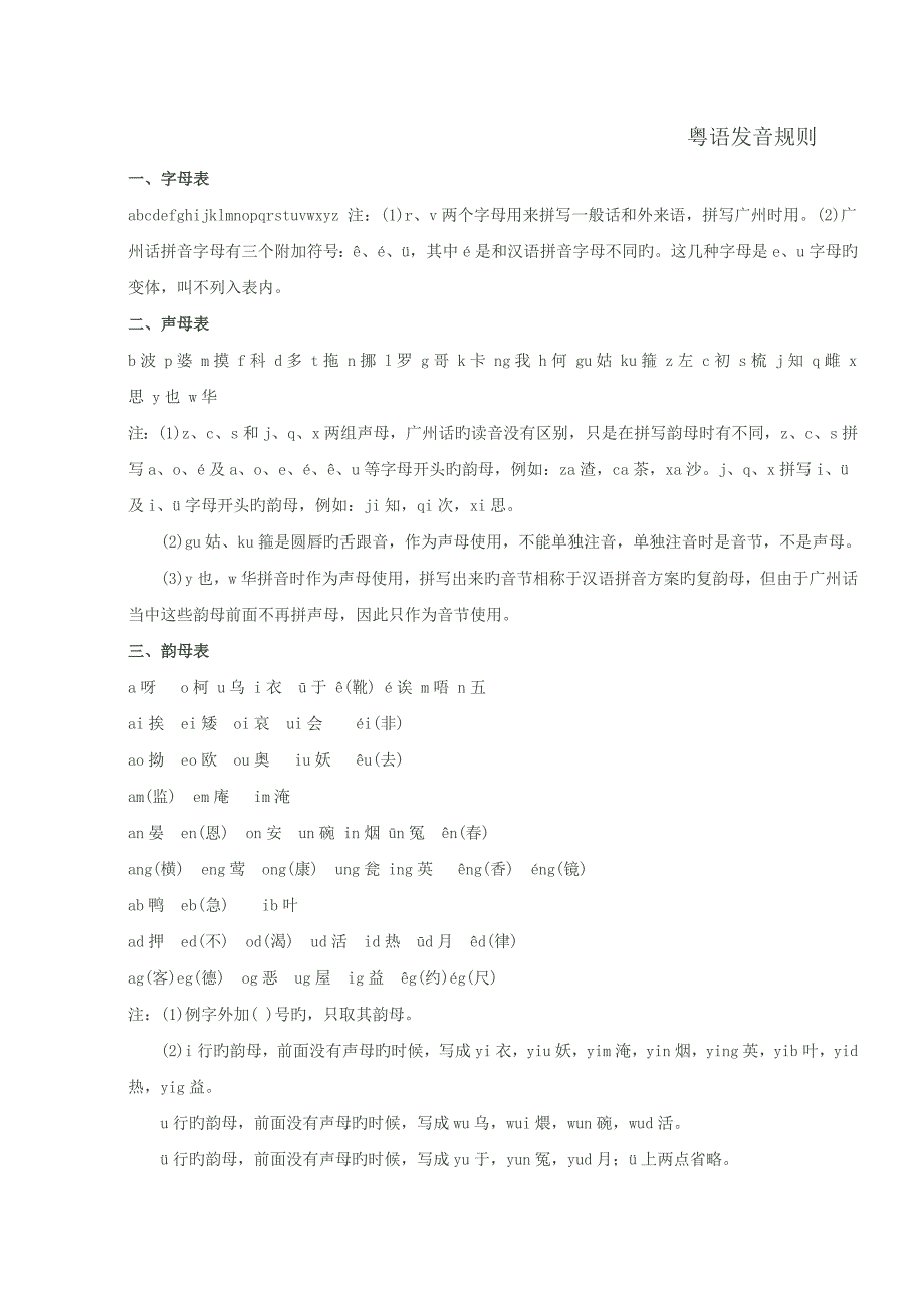 粤语发音统一规则及拼音专题方案_第1页