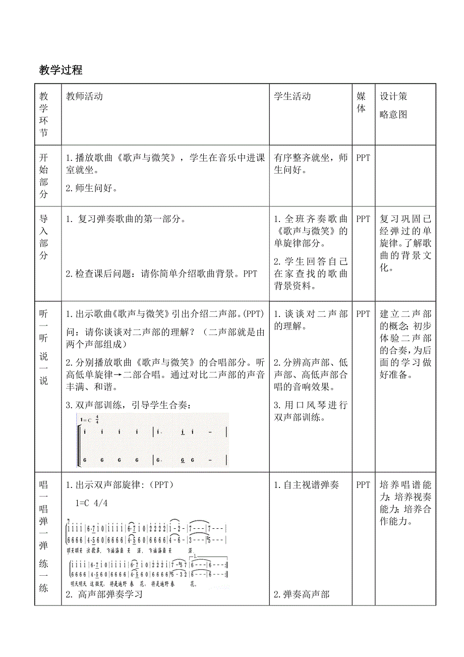 口风琴合奏《歌声与微笑》教学设计.doc_第2页