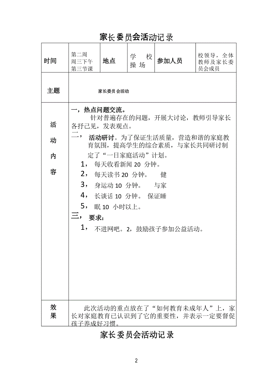 学校家长委员会活动记录_第2页