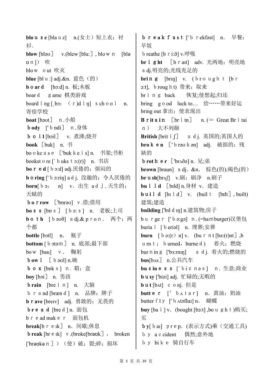 2017年最新人教版初中英语单词(带音标)(字母版).doc_第5页