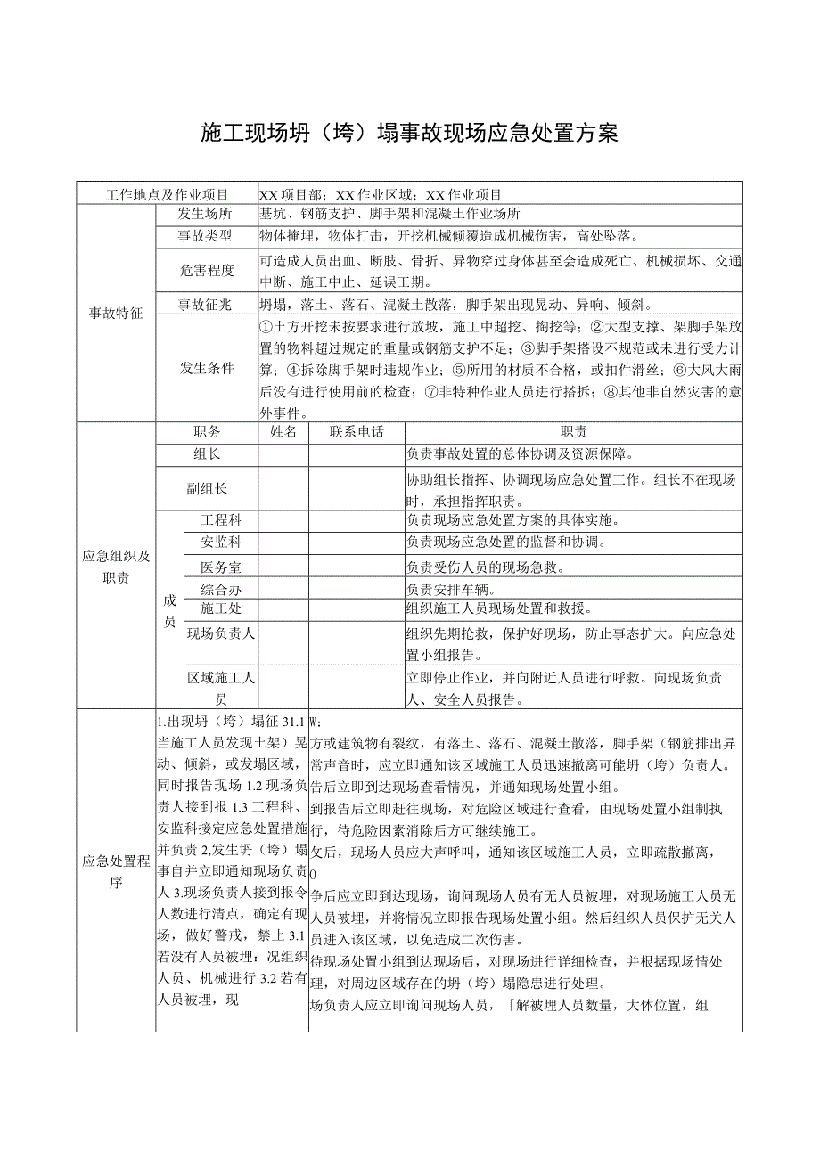 施工现场坍（垮）塌事故现场应急处置方案_第1页
