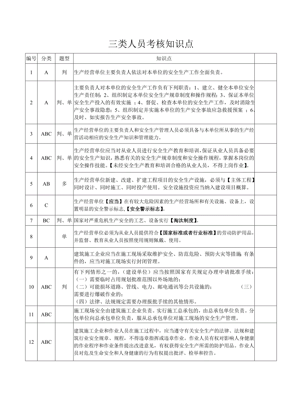 ABC三类人员考核知识点资料_第1页