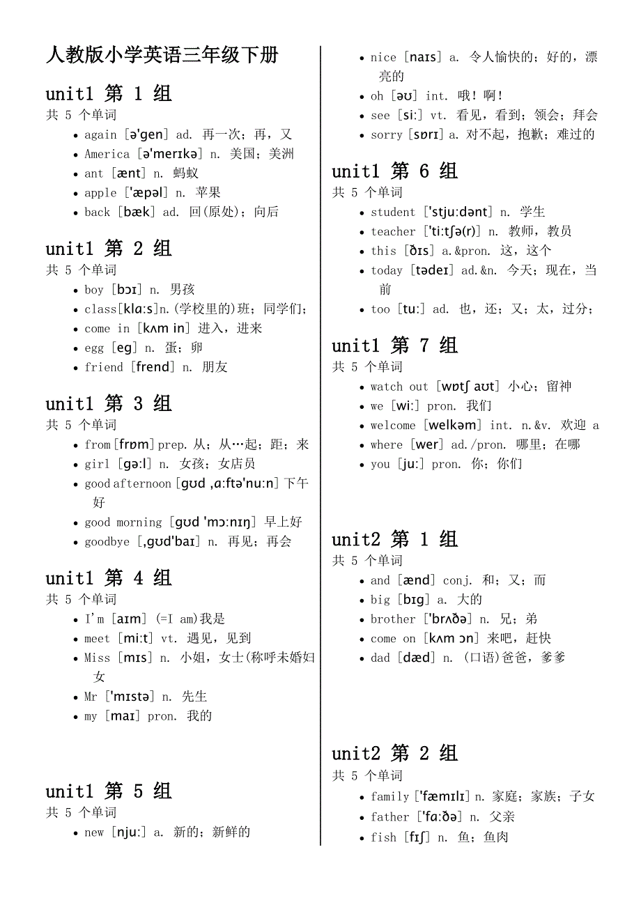 小学三年级下册英语单词_第1页