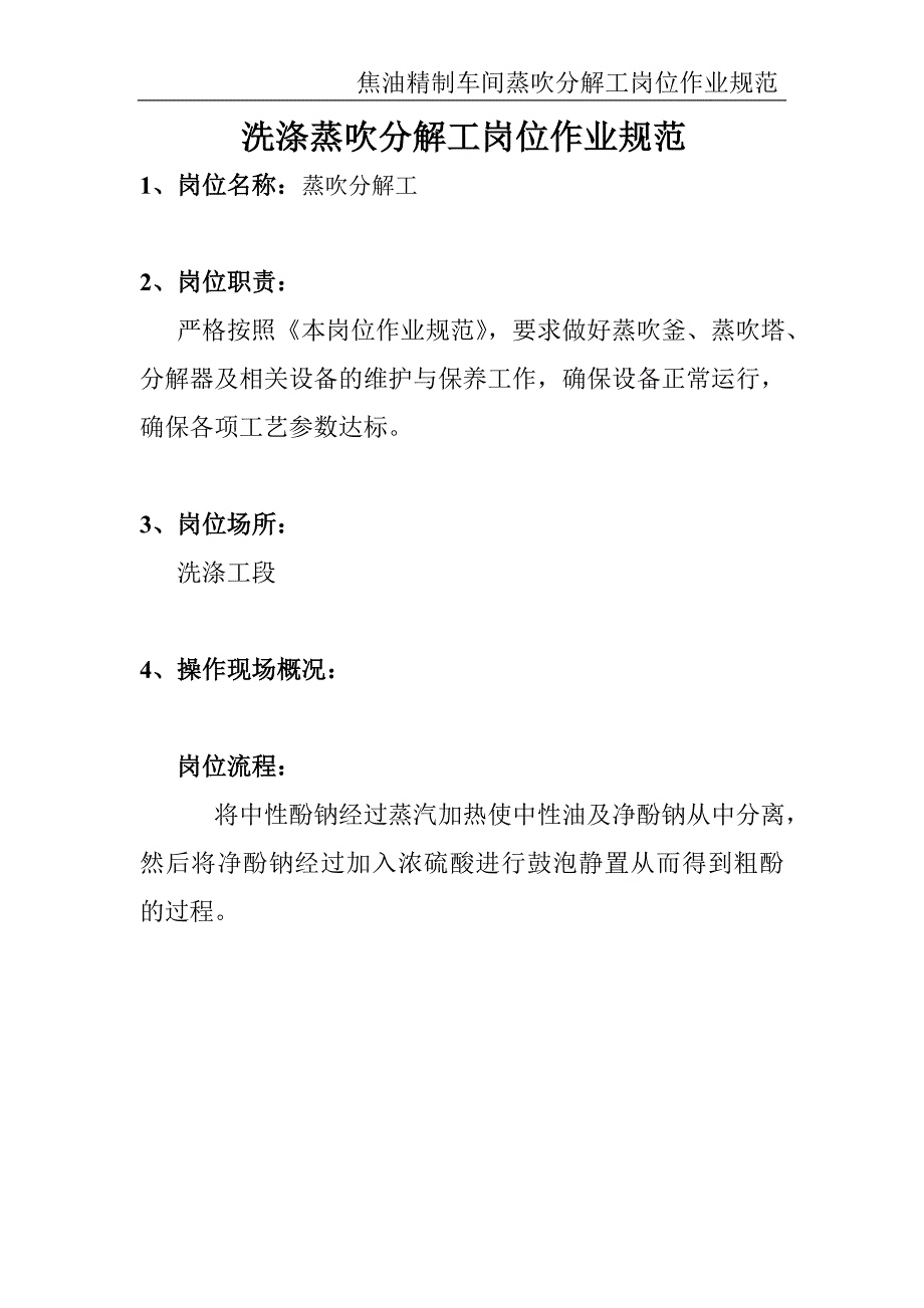 煤焦油加工蒸吹分解工操作规程_第1页