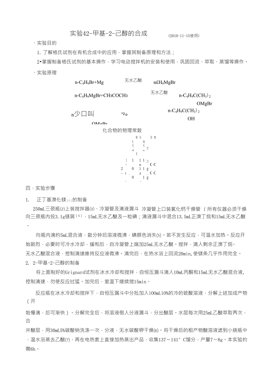 2甲基2己醇的制备_第1页