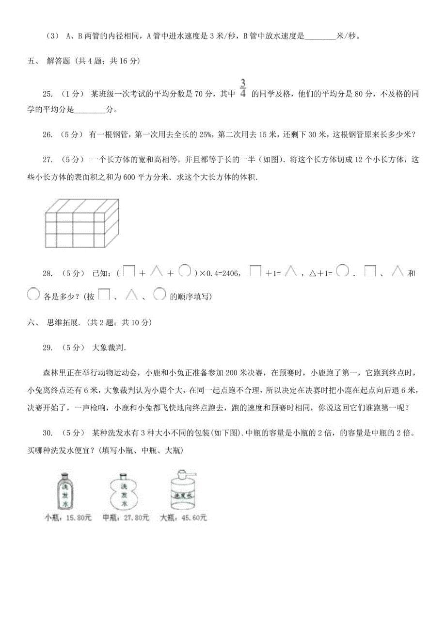 2021年四川甘孜小升初数学真题及答案II卷_第5页