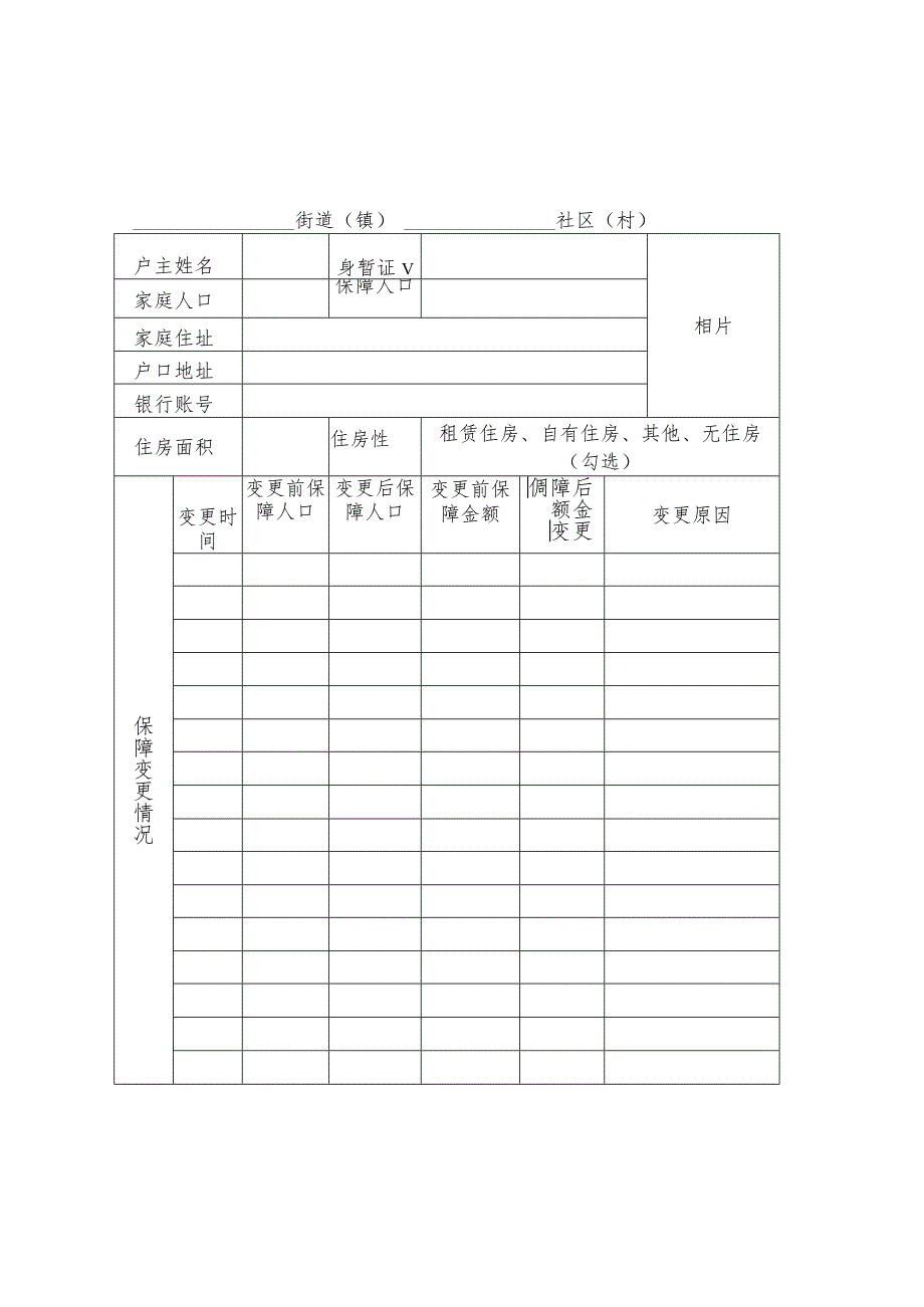 长沙县居民最低生活保障家庭动态管理表_第1页