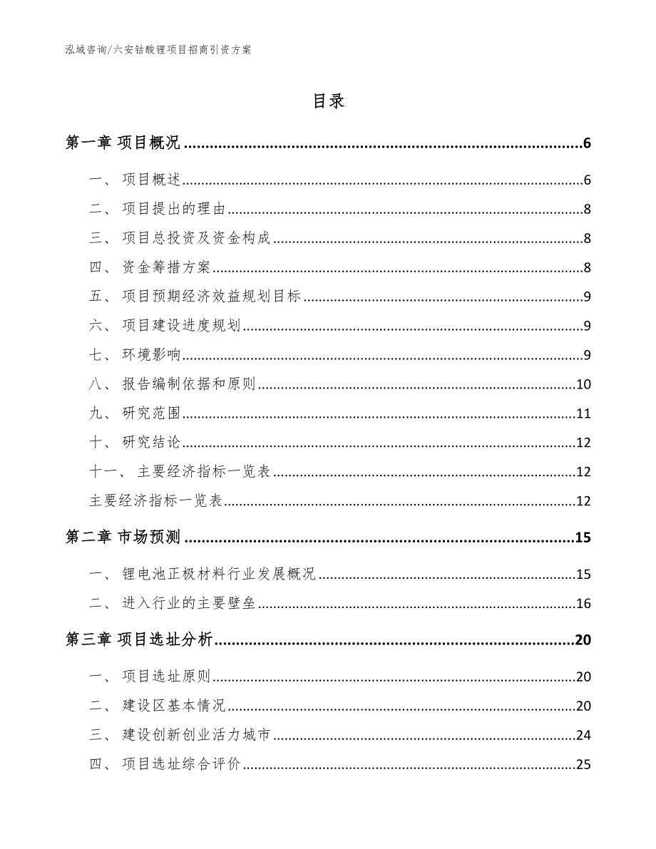 六安钴酸锂项目招商引资方案【模板范文】_第1页