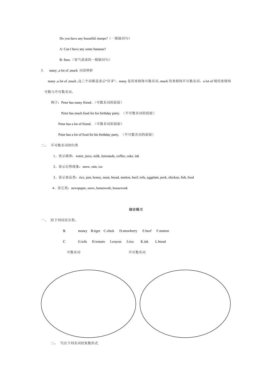 可数名词与不可数名词(适合小学用)_第5页