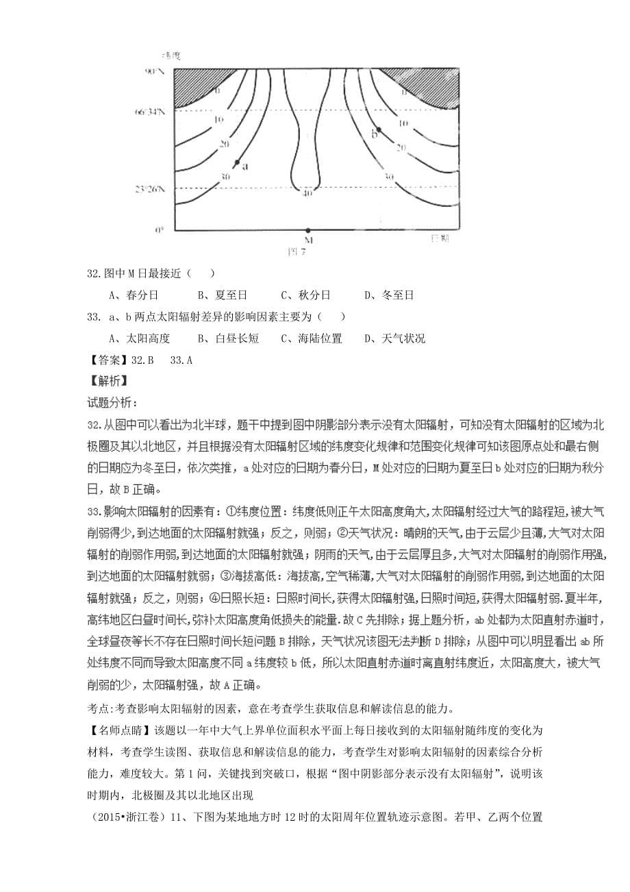 精品高考地理真题分类汇编：专题01宇宙中的地球含答案_第5页