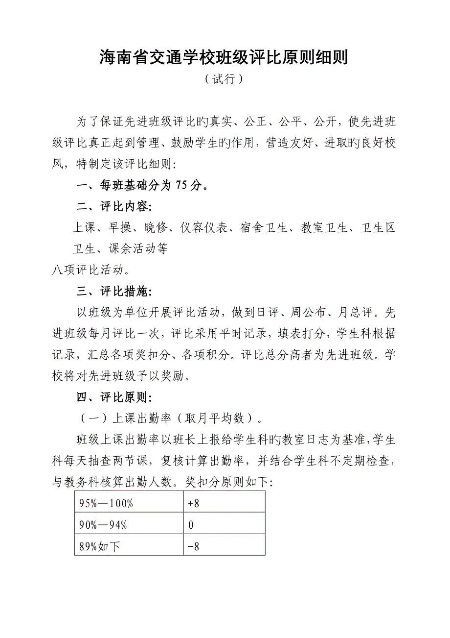 先进班级评比条件及奖励扣分内容_第1页