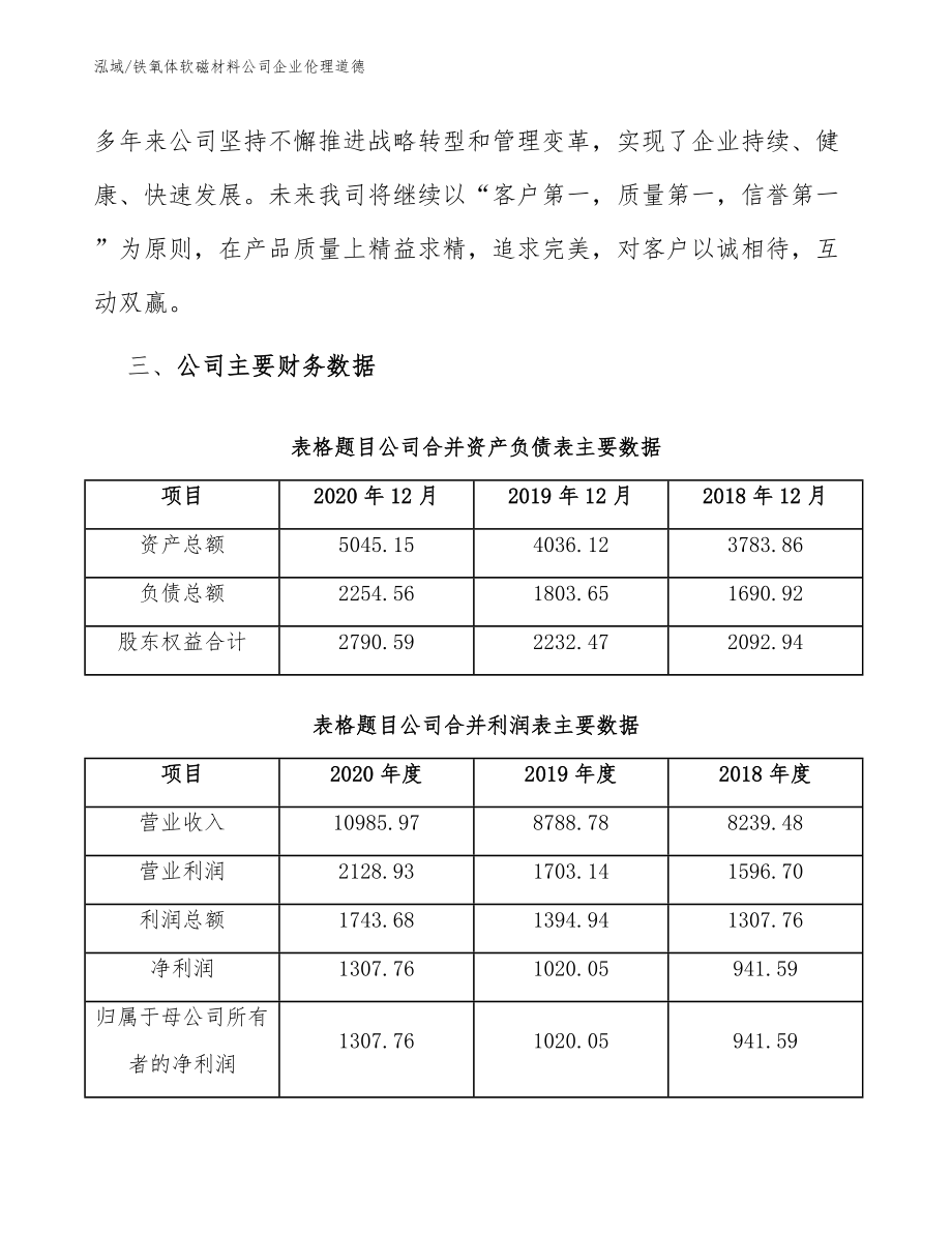 铁氧体软磁材料公司企业伦理道德（参考）_第4页