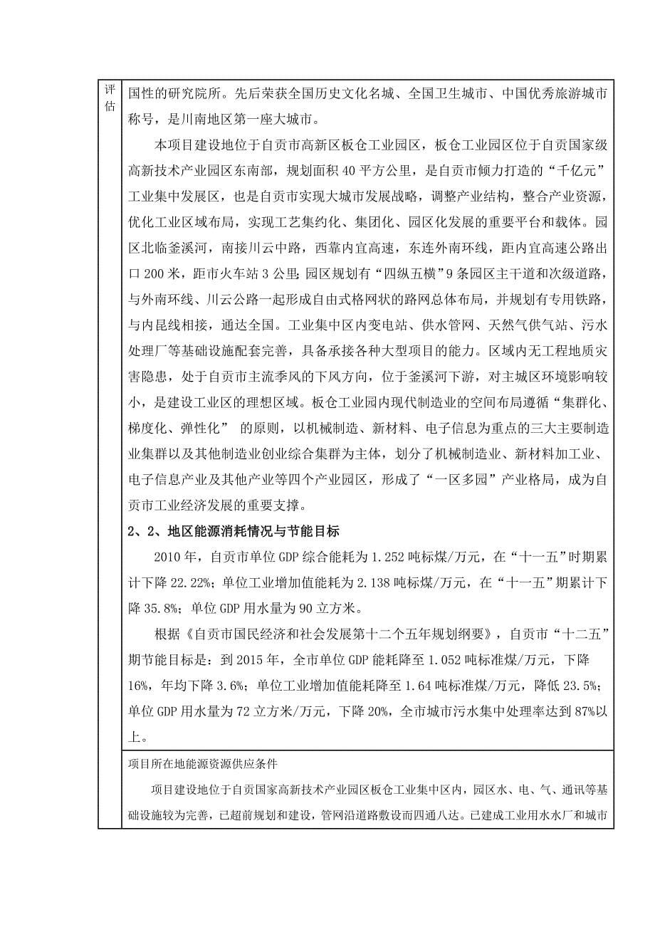 固定资产投资项目节能评估报告表管件项目节能评估表_第5页