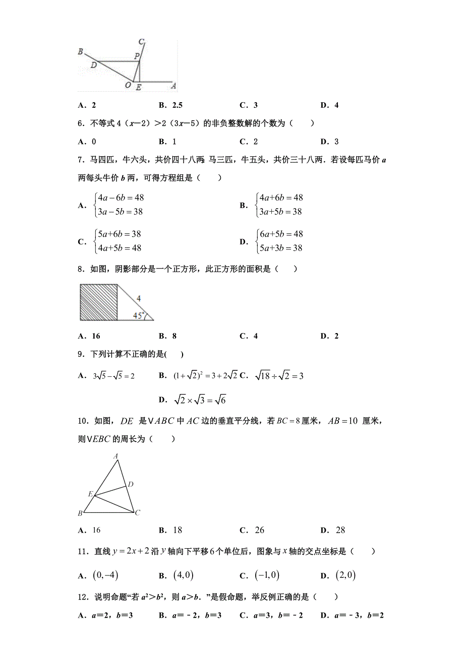 2023学年江苏省南京市南师附中江宁分校八年级数学第一学期期末学业水平测试试题含解析.doc_第2页