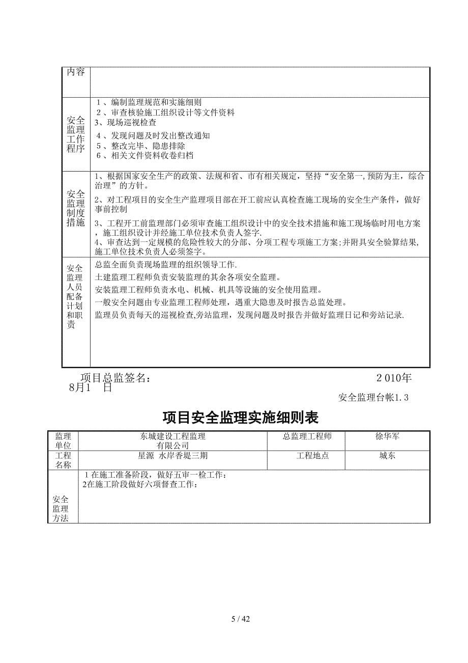 监理安全技术资料台帐_第5页