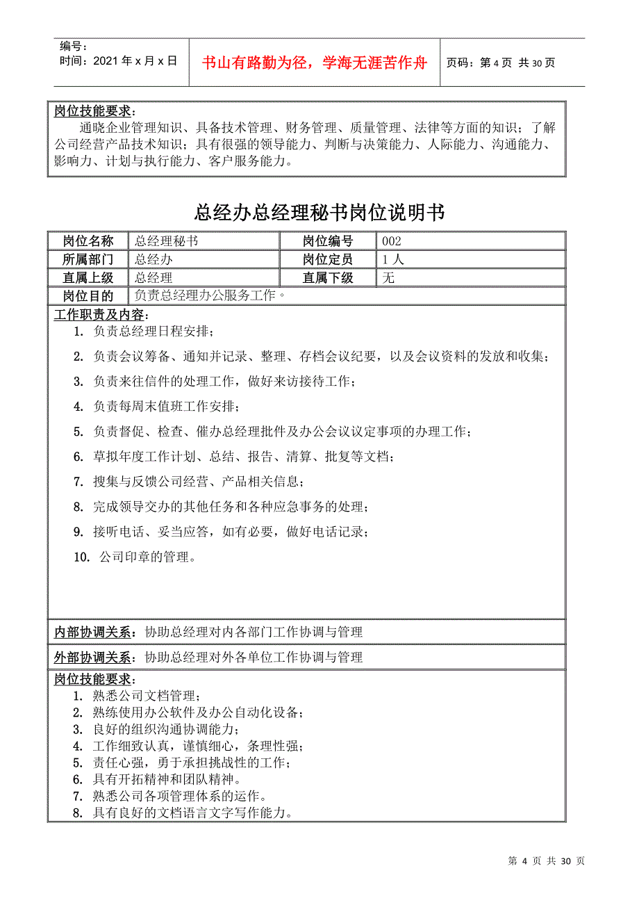 某科技公司岗位说明书编写说明_第4页