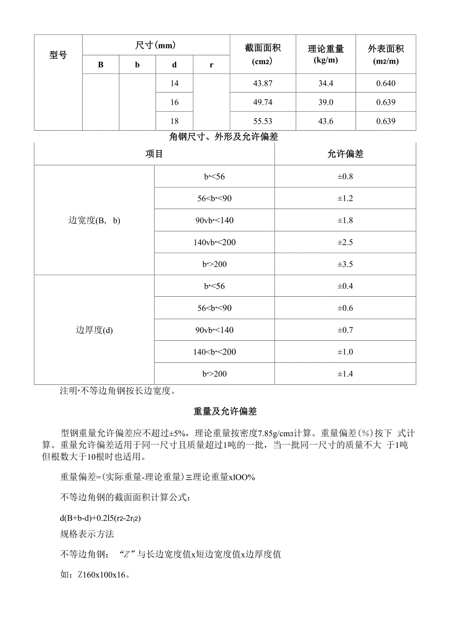 热轧不等边角钢截面规格及理论重量表(706_第4页