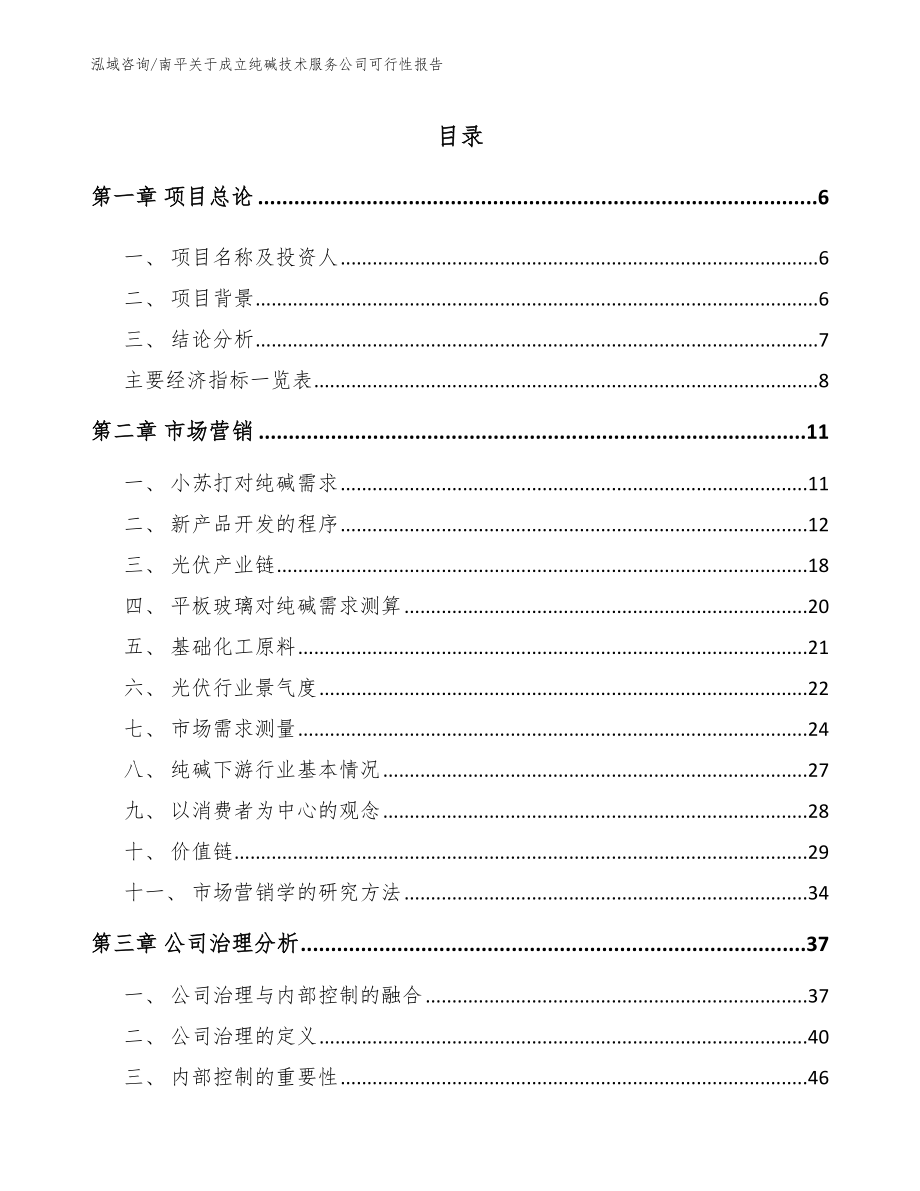 南平关于成立纯碱技术服务公司可行性报告参考模板_第1页