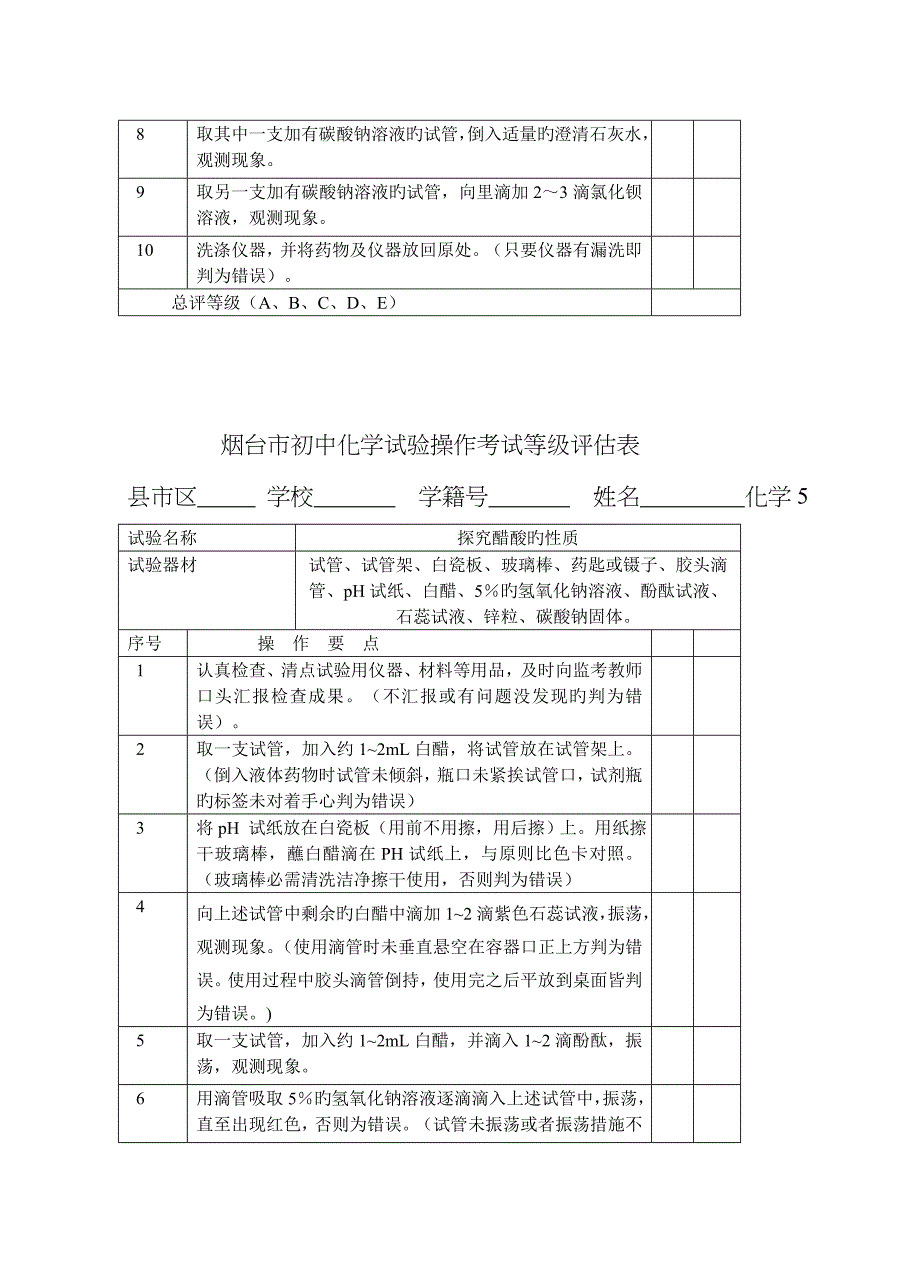 烟台市初中化学实验操作考试_第5页