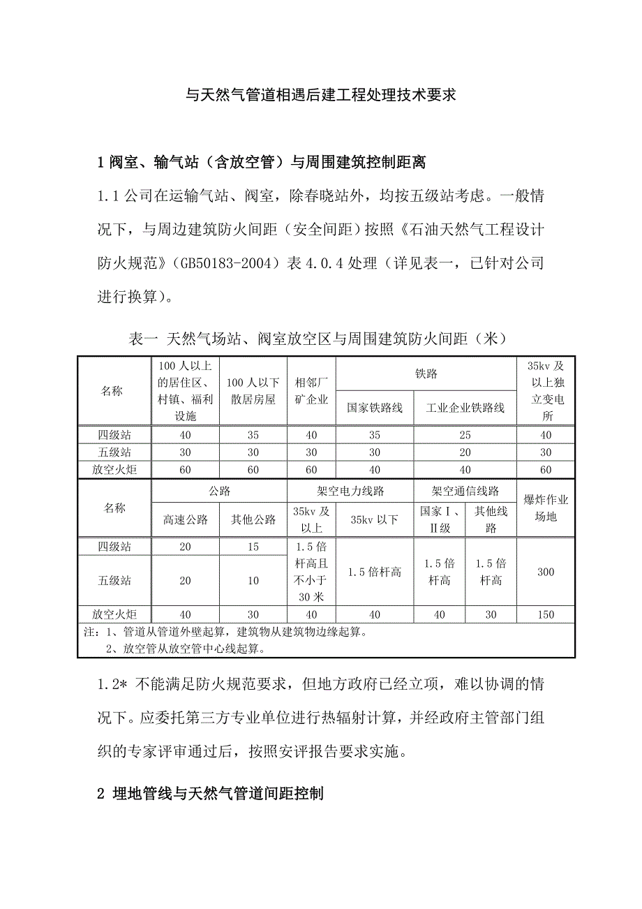 与天然气管道相遇后建工程处理技术要求_第1页