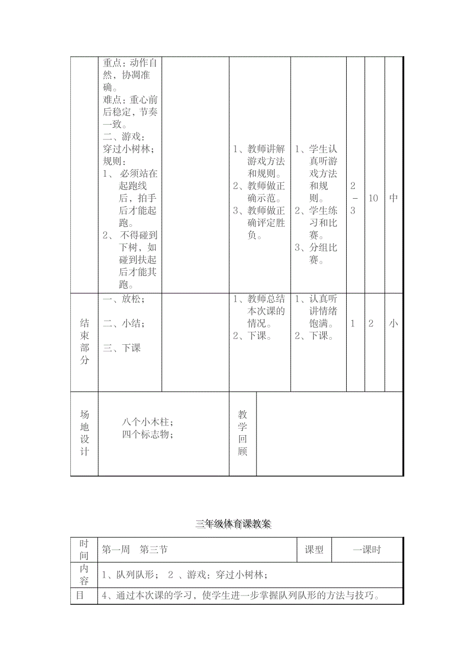 三年级上册体育教案1_小学教育-小学学案_第4页