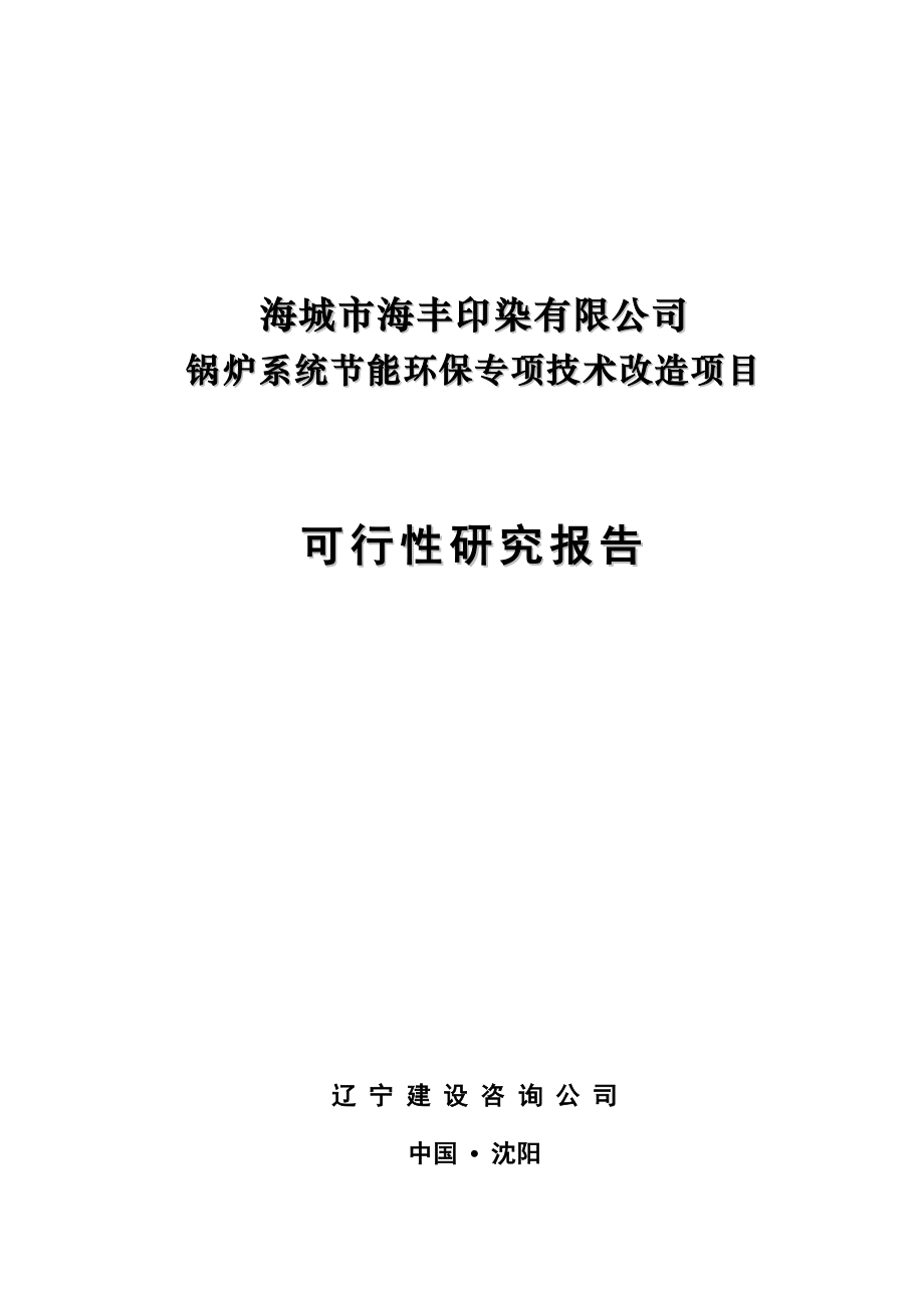 印染有限公司锅炉系统建设节能环保专项技术改造项目申请建设可行性研究报告.doc_第1页