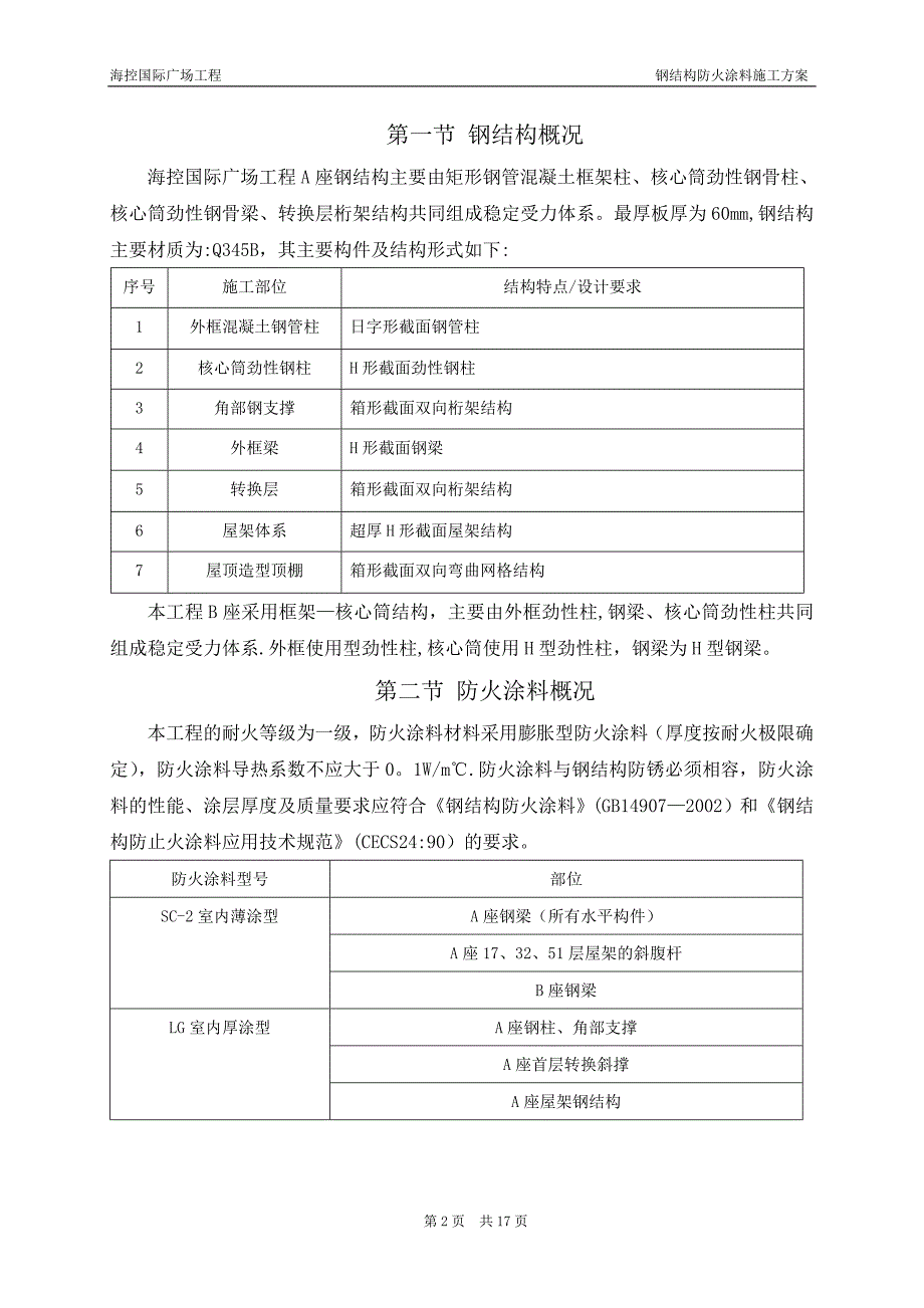 钢结构防火涂料施工方案汇总_第2页