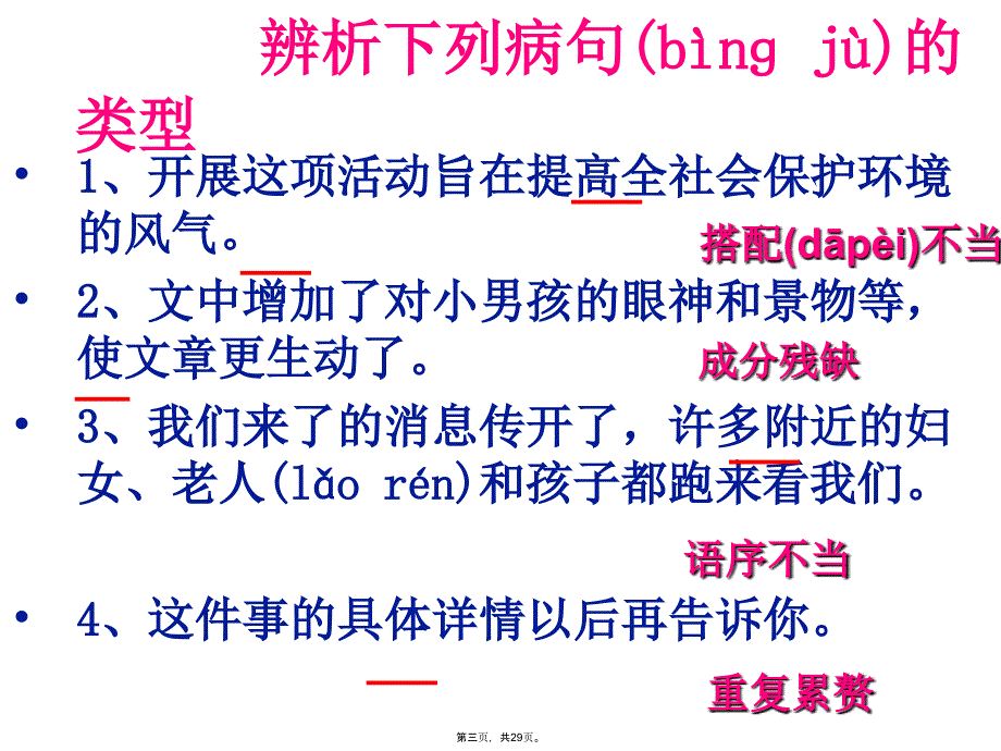 七年级语文复习课件：病句复习(实用)电子教案_第3页